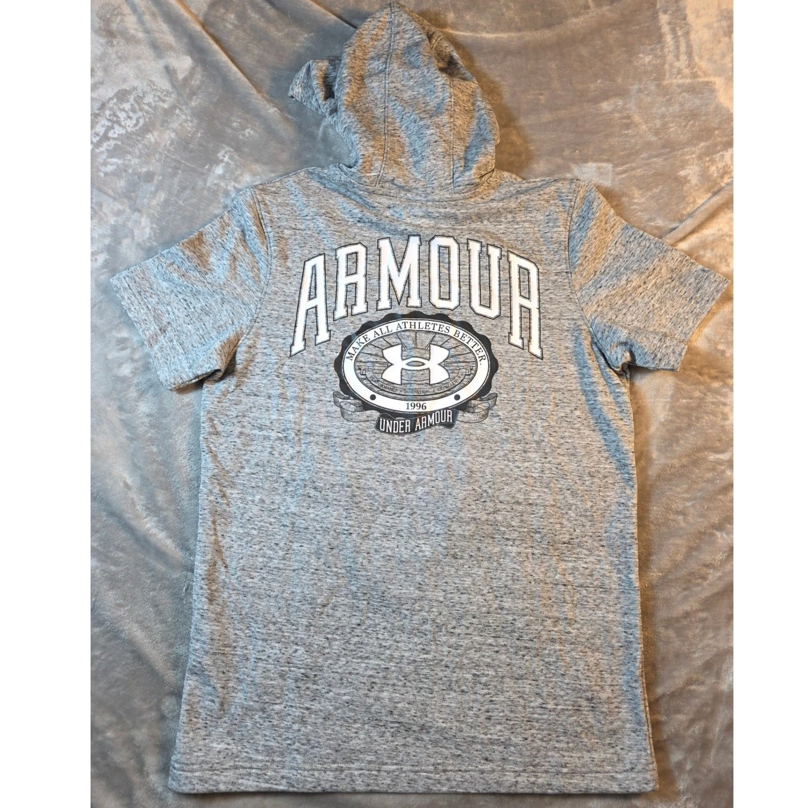Under Armour Rival Terry Graphic Hoodie Mens Small Gray Workout NWT