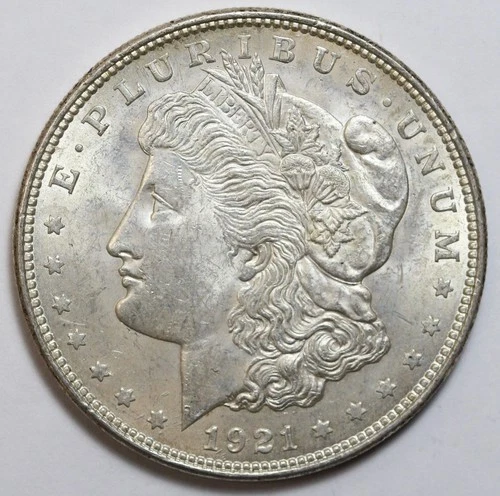 1921 $1 Morgan Silver Dollar Uncirculated - RAW - Great Luster / Lightly Toned