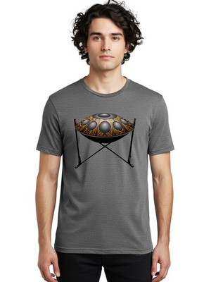 Handpan Mens Graphic Tee, 100% Cotton, Casual Summer Wear