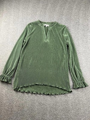 Absolutely Famous Green Velvet Long Sleeve Top Size S