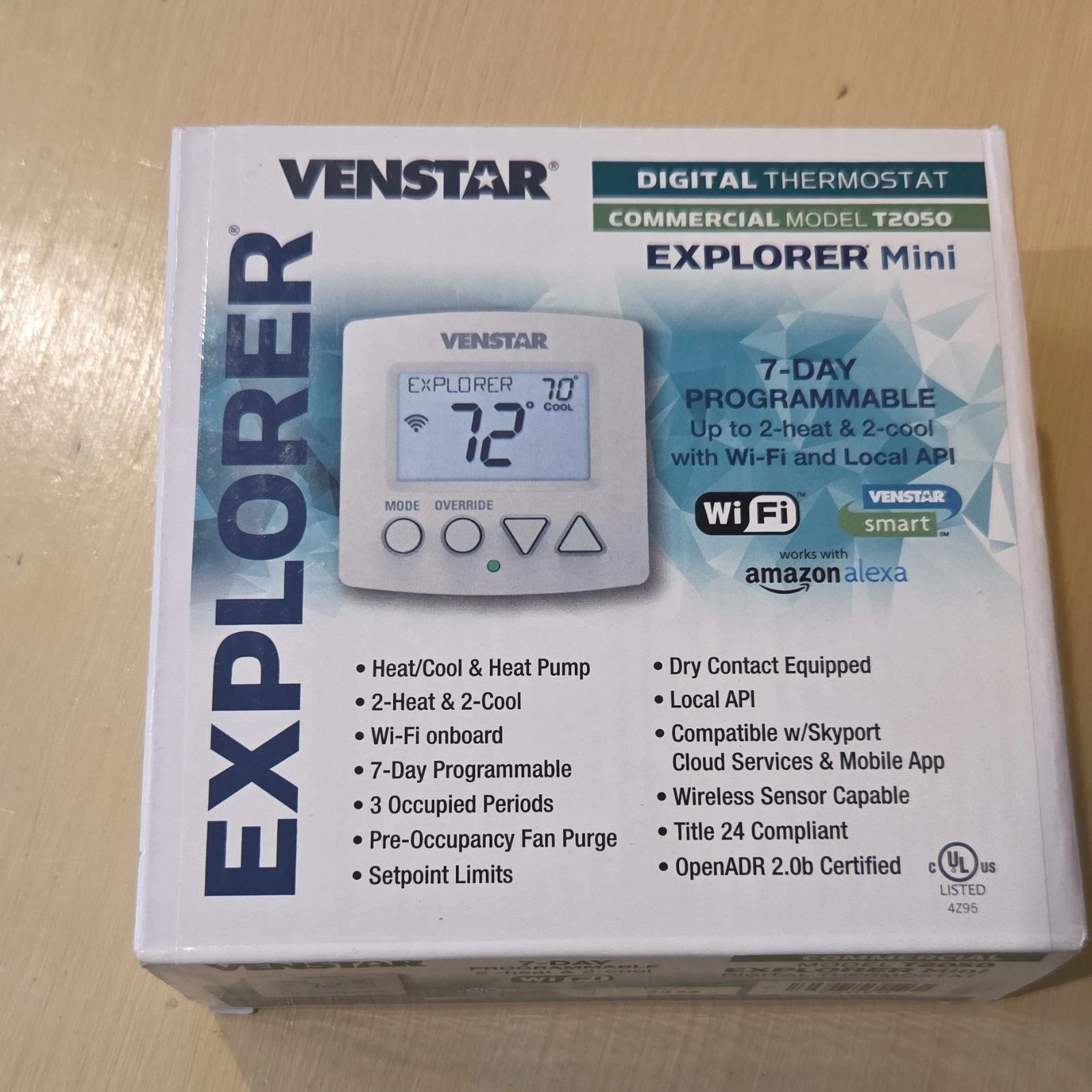 Venstar T2050 Explorer Mini Wi-Fi Thermostat, 7-Day Programmable, Alexa
