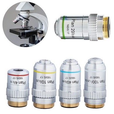1PC 4X-100X Plan Achromatic Objective Lens 160/0.17 for Biological Microscope 
