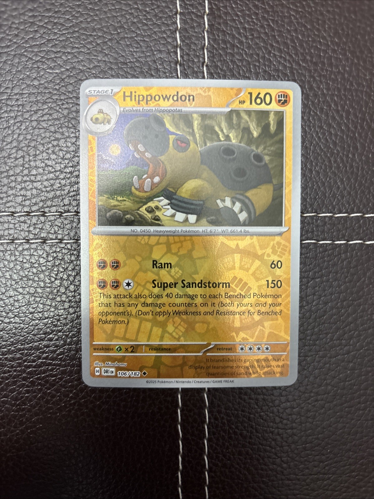 Pokemon TCG - Hippowdon - 106/182 - Destined Rivals - NM Reverse Holo (2025)