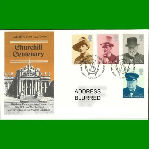 FDC Winston Churchill Centenary Post Office First Day Cover Stamps 9.10.1974 - Picture 1 of 3