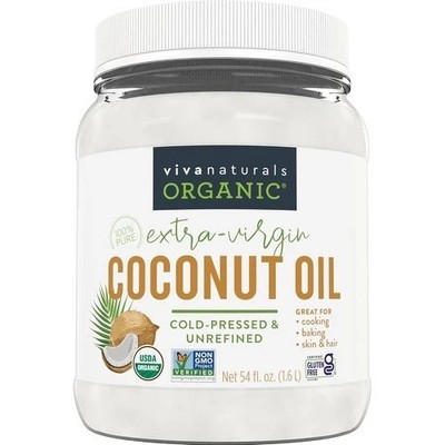 Organic Coconut Oil, 54 Fl Oz   Unrefined, Cold-Pressed Extra Virgin Coconut Oil