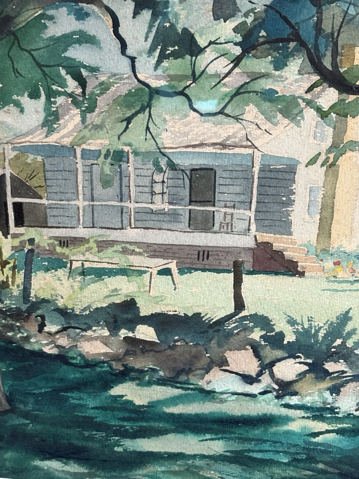 “Ben Earl Loney Original Grande Aquarela Paisagem – Fazenda Assinada 31x41” - Imagem 2 de 4