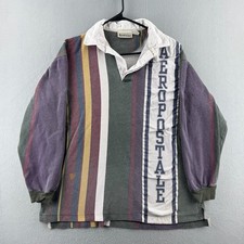 Vintage Aeropostale Rugby Shirt Mens Medium Cotton Long Sleeve Polo 90s Y2K