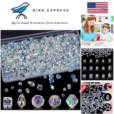 600pcs Crystal Glass Beads Assorted Shapes and Sizes for Jewelry Making Crafts