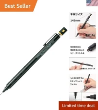 Sleek Black Retractable Mechanical Pencil with Ribbed Grip - 0.9mm Fine Point