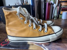 Made In USA Vintage Converse Size 3 Youth Yellow Leather Chuck Taylor All Star