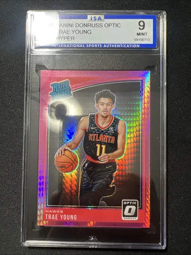 2018-19 Donruss Optic Trae Young Hyper Pink Prizm Rated ROOKIE RC #198 ISA 9