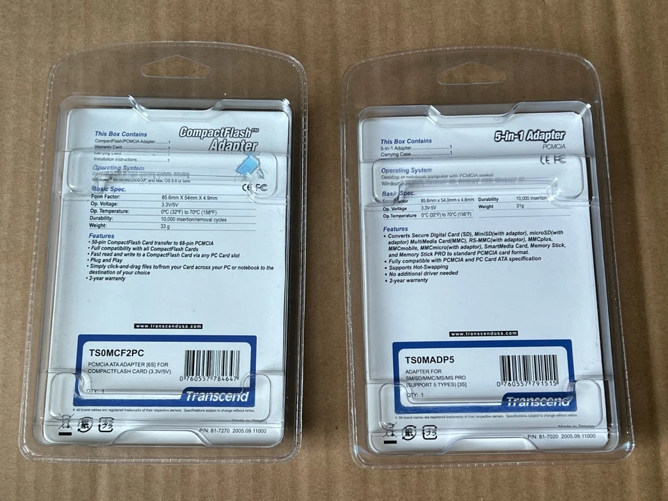 Transcend 5-IN-1 Adapter TS0MADP5 & Compact Flash Adapter TS0MCF2PC - NEW SEALED - Image 2 of 2