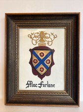 VTG McFarlane Coat Of Arms Scottish Family Crest Art Print Wooden Framed 13&rdquo;x16&rdquo;