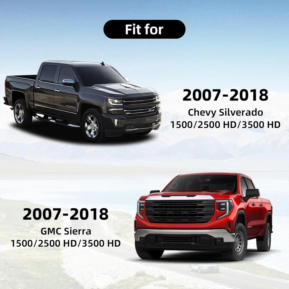 Truck 5-Seat Covers For Chevy Silverado/GMC Sierra 1500 2500/3500HD 2007-18 Gray - Imagem 2 de 4