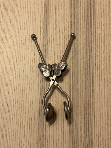 Antique Victorian Butterfly Skirt Lifter Dress Clamp Silver Colored - Picture 4 of 10