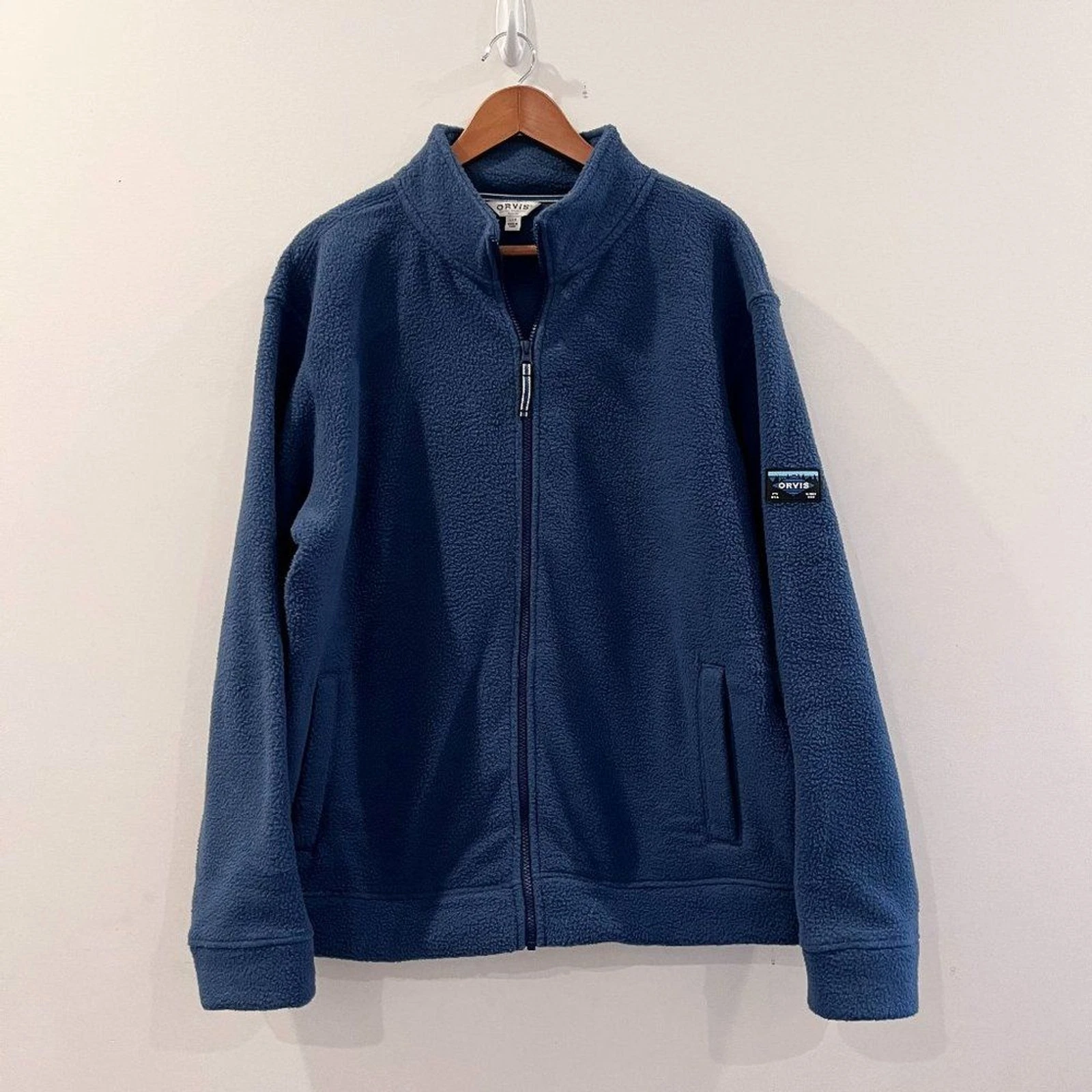 Orvis Fleece Jacket Size Large Men's Dark Blue Zipper Front
