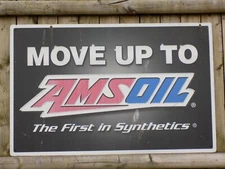 Vintage Move Up to Amsoil Layered Plastic Double Sided Sign