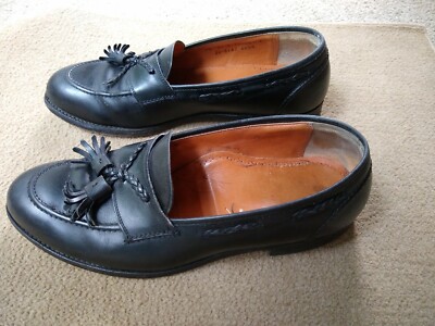 Mens 9-1/2 D Johnston Murphy Edwardian Black Leather Tassel  display picture 1