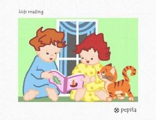 Kids Reading Needlepoint Kit or Canvas
