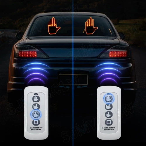 Car Finger Light with Remote Road Rage Signs LED Car Back Window Sign Gesture - Picture 2 of 23