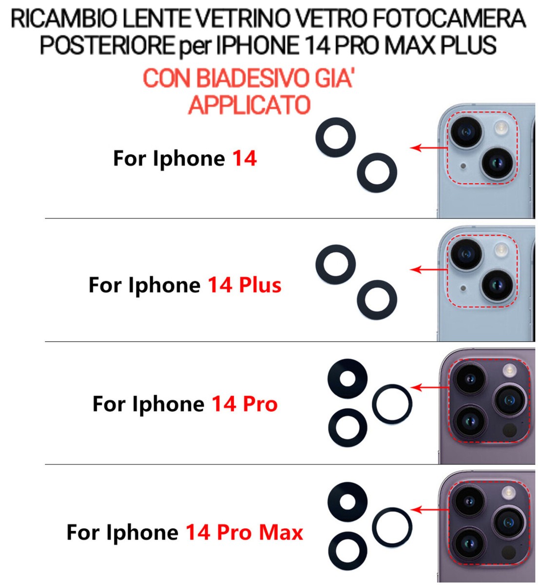 VETRINO VETRO LENTE FOTOCAMERA POSTERIORE CAMERA + BIADESIVO APPLE IPHONE 11 | Masciastore - 5