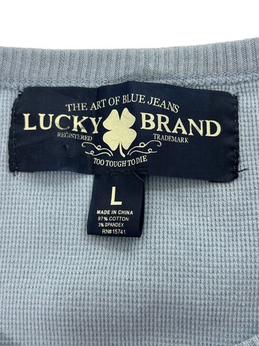 Lucky Brand Damen T-Shirt L hellblau Grafik Kurzarm Too Tough To Die Vintage - Bild 5 von 12