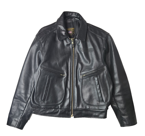 Vanson Vintage Marauder schwere schwarze Leder Motorrad Jacke Herren 44 Große L