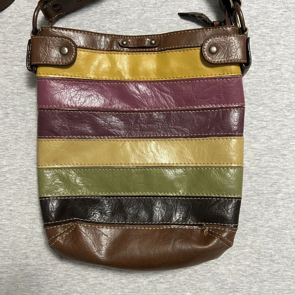 Bolso Cartera De Colección Axcess Arco Iris Tonos Tierra Retazos Boho PVC Bandolera Vegano Foto 2 de 4