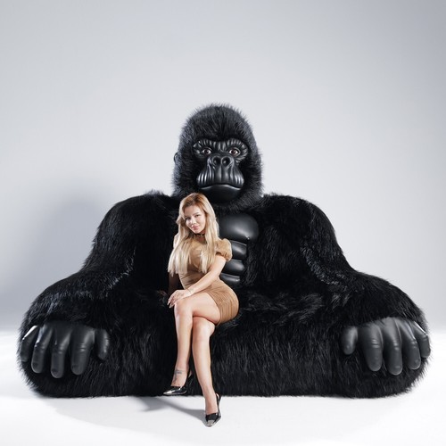 Gorilla Inflatable Luxury Sofa Furry Furniture for Lounging, Gaming, Movie Night - Picture 8 of 69