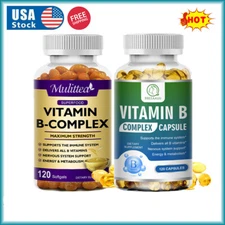 Vitamin B Complex 120 Capsules B1,B2,B3,B5,B6,B7,B9,B12, Immune Support Pills