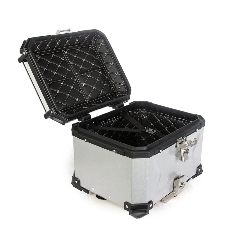 45L Motorcycle Rear Top Box Luggage Aluminium Tail Carrier Case Universal Silver - Image 3 of 4
