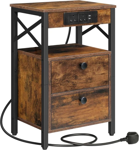 HOOBRO Side Table Coffee Table End Table NightStand Bedside Table with 2 Drawers - Picture 3 of 36