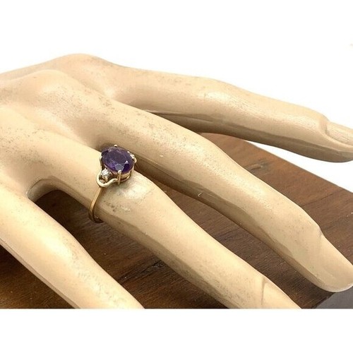 Anillo de cóctel de diamantes con piedras preciosas moradas de oro amarillo de 14 k para mujer talla 6,5 - Imagen 4 de 14