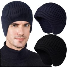 Ear Flaps Knit Hat Winter Warm Cuff Beanie Skull Cap Outdoor Ski Men Women USA