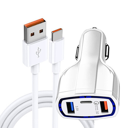 Adaptateur chargeur de voiture rapide USB 3 ports 35 W et câble de charge rapide 6A type C 3 6 10 pieds - Photo 8 sur 53