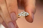 14K Yellow Gold Plated Cluster Simulated Wedding Ring 2Ct Baguette Cut Diamond
