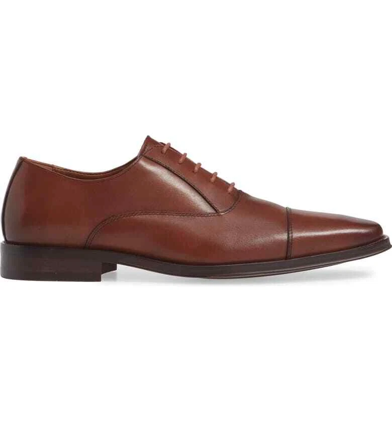 NORDSTROM MEN&#039;S SHOP BRYAN TOE OXFORD BROWN LEATHER SHOES SIZE | eBay