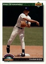 Andy Stankiewicz 1992 Upper Deck MLB #779 Diamond Debuts Baseball Card Yankees