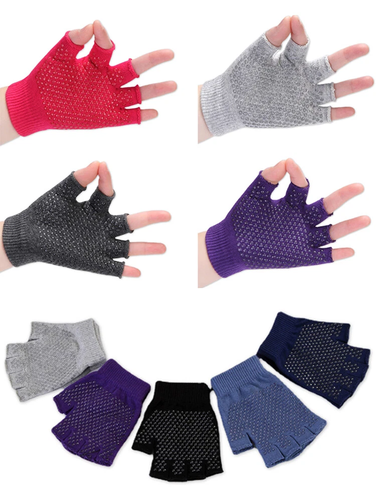 Unisex Cotton Yoga Gloves Outdoor Sports No-slip Half-finger