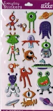 Sticko Everyday Puffy stickers ALIEN CHARACTERS theme 85364 FAST FREE ship!