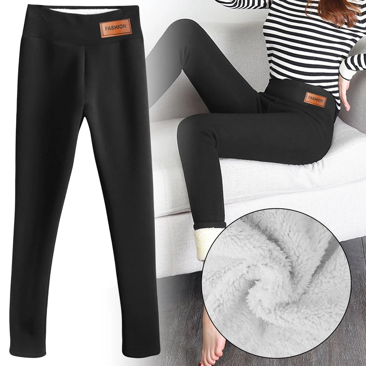 Fleece Lined Leggings Women High Waisted Thick Warm Soft Pants Tummy  Control USA