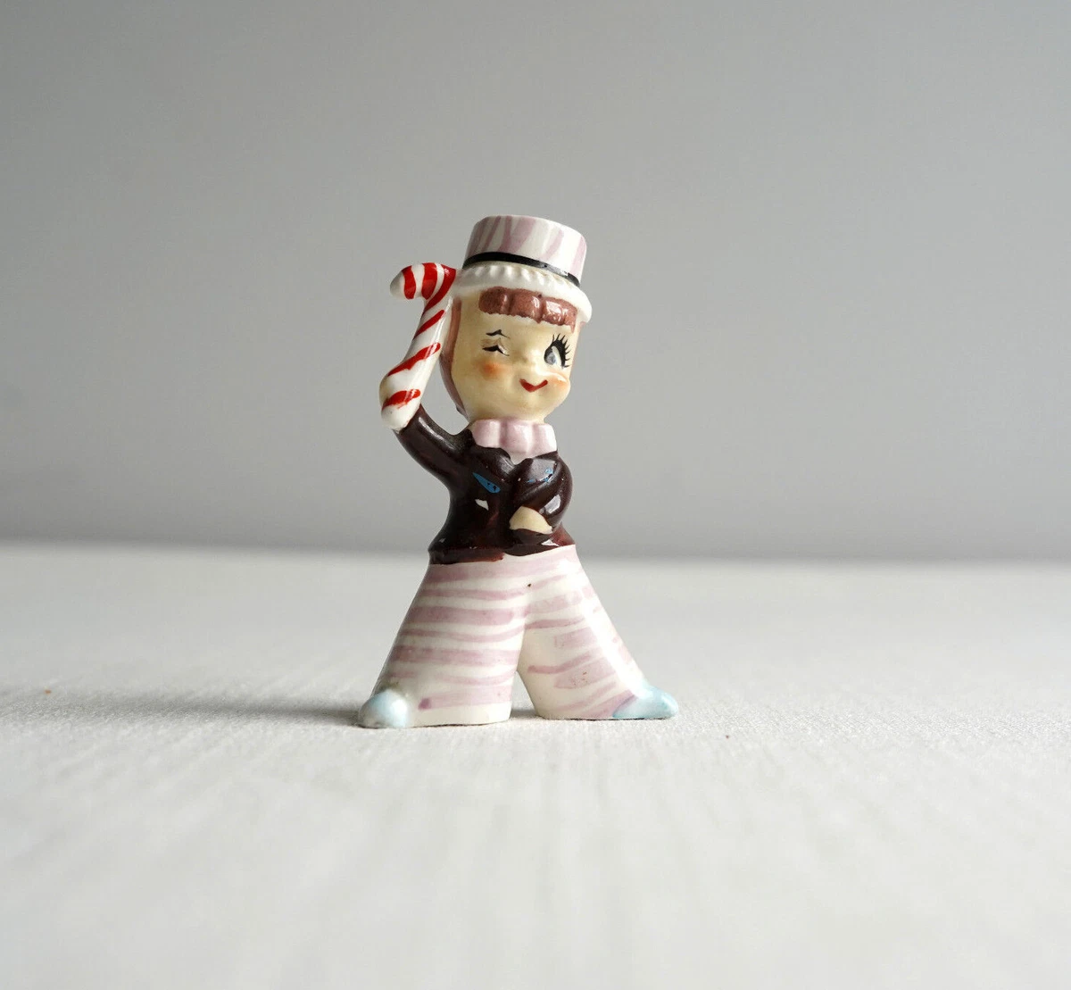 Vintage Enesco Sweet Shoppe Candy Cane Boy Salt Shaker Figurine w Cork Shop