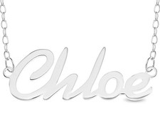"Chloe" Laser Cut 925 Sterling Silver Name Rolo Necklace - Personalized Custom