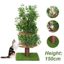 Large Cat Tree 3 Tier Climbing Tower with Artificial Plant Scratching Post 150cm