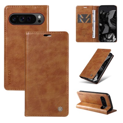 Skin Texture Card Pocket Leather Wallet Phone Cover For Google Pixel 9 8 Pro 7 6