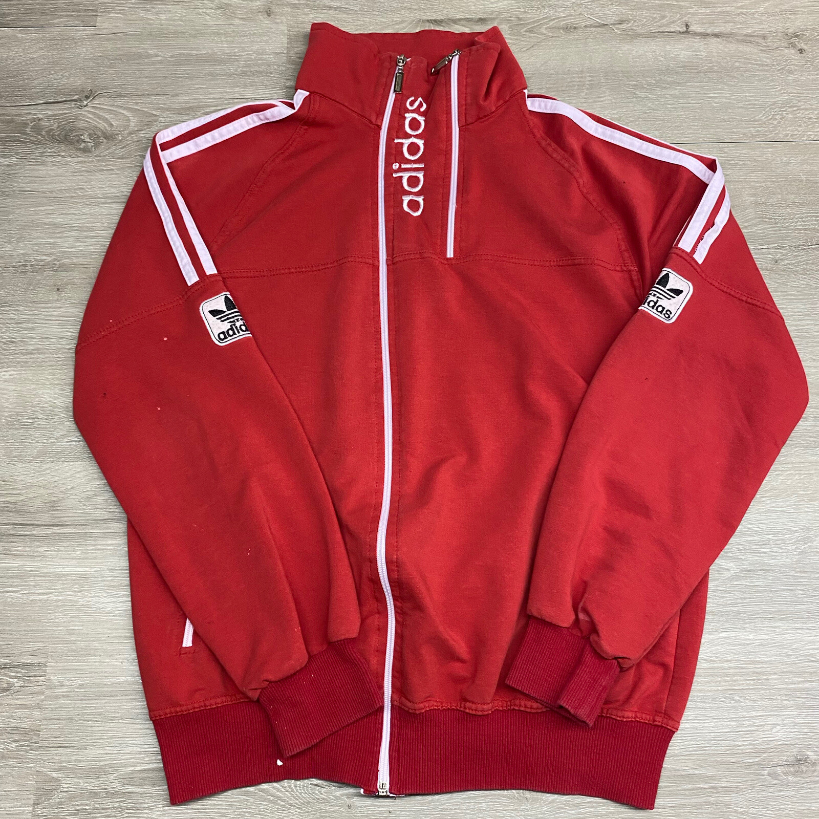 Vintage Adidas Track Jacket 80s Womans XL Red Gem