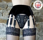 14 Strap Luxury Suspender Belt Black (Garter Belt) NYLONZ Made In UK