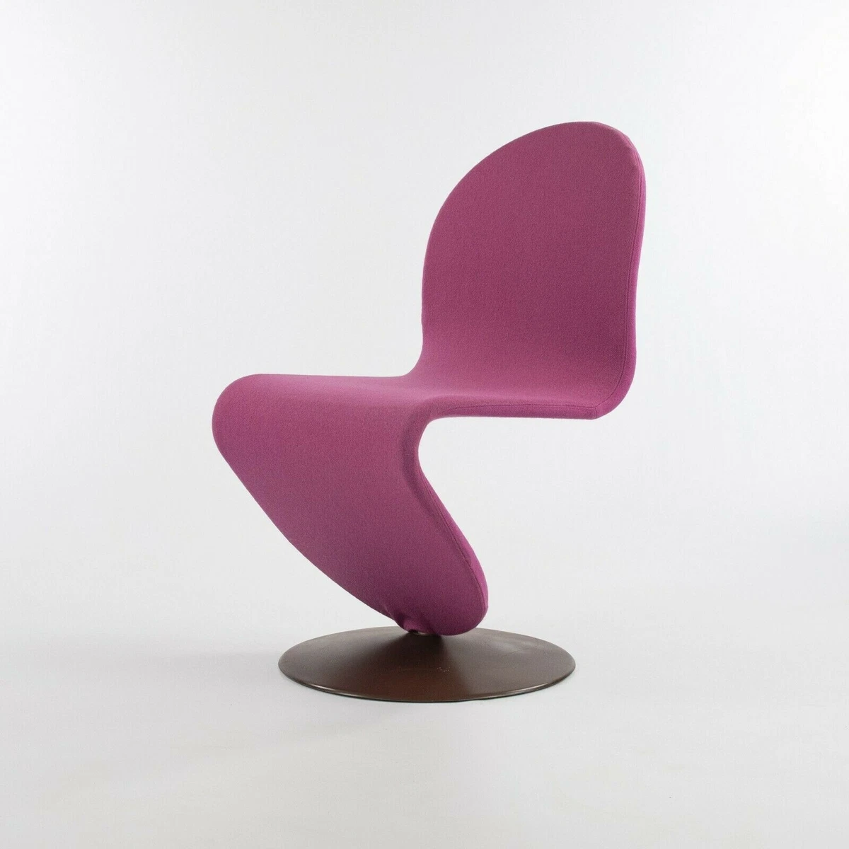 1970s Verner Panton for Fritz Hansen 1 2 3 Dining Side Chair in Magenta Fabric