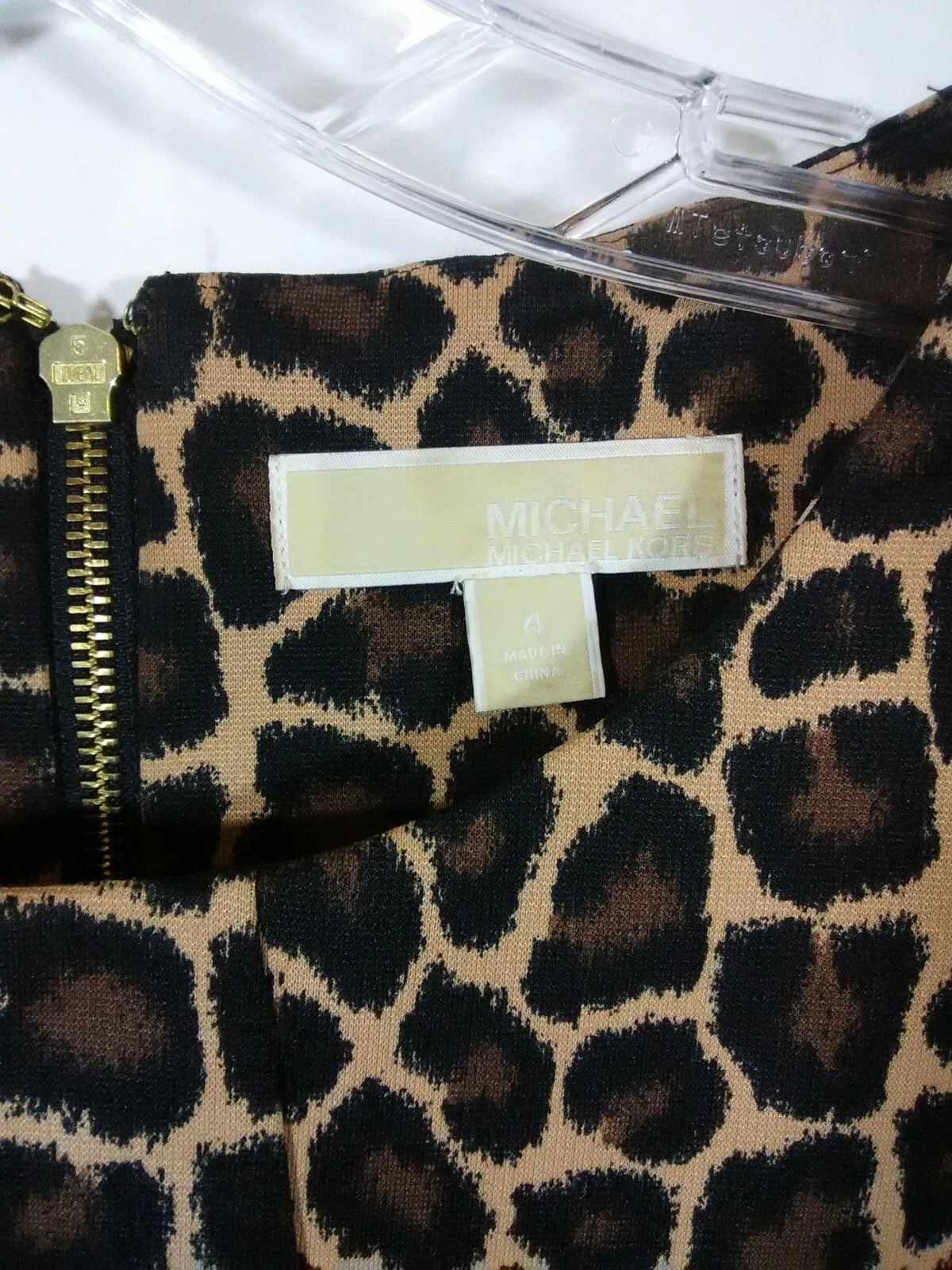 Abito Michael Kors donna taglia 4 leopardato stampa animalier cambio swing cappuccio manica