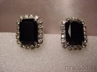 PAIR OF DARK BLUE GEMS WITH CLEAR STONES EARRINGS — photo 1